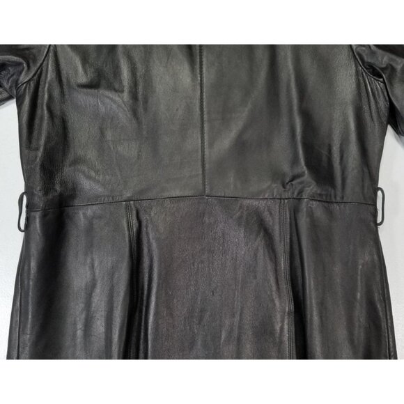 Colebrook & Co. Black Leather Lined Trench Coat Women's L Biker Goth Western - Picture 12 of 16